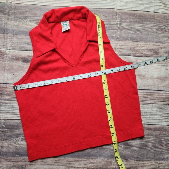 Vintage Y2K Weavers Red Sleeveless Polo Crop Top - Picture 4 of 6